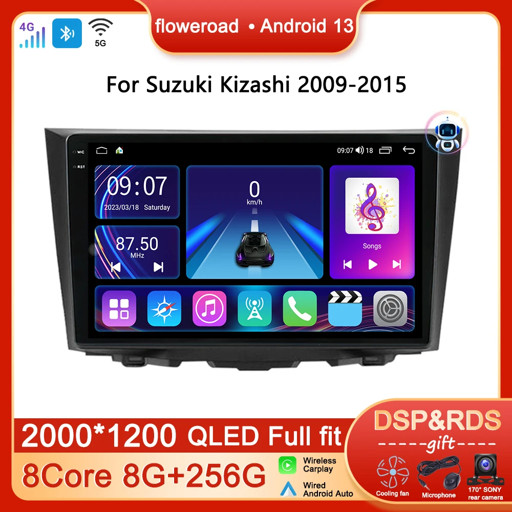

Автомагнитола на Android с сенсорным экраном для Suzuki Kizashi 2009-2015, мультимедийный видеоплеер с GPS-навигацией, Автомагнитола для Carplay