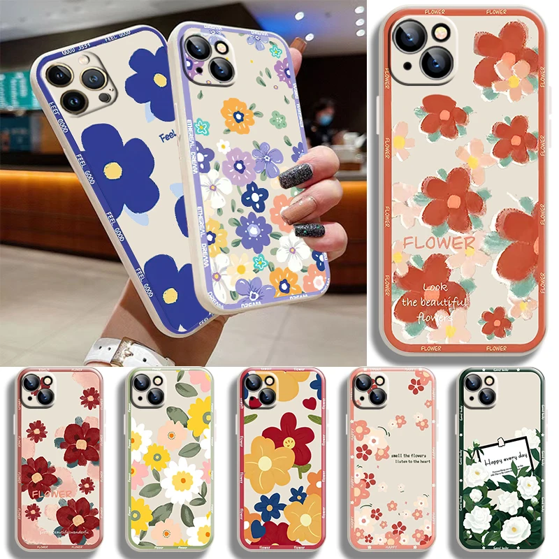 

Simple Pretty Color Flowers For iPhone 13 12 11 Pro XS Max XR XS X 6s 7 8 Plus SE 13 12 Mini Phone Case White Funda