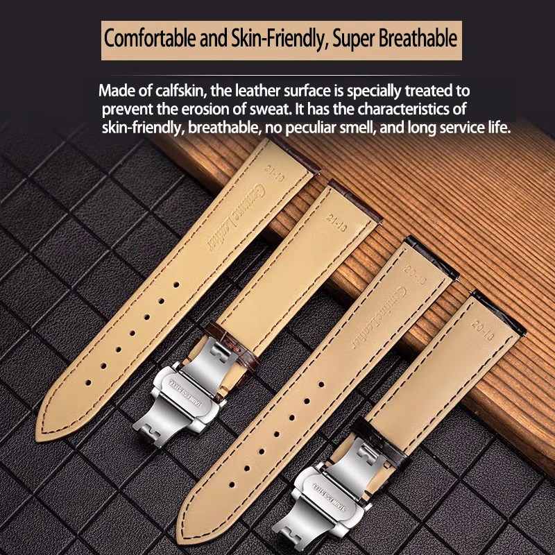Universal Replacement Leather Watch Strap High-quality Cowhide Strap Pin Butterfly Buckle Watch Band 12mm 14mm 18mm with Tool