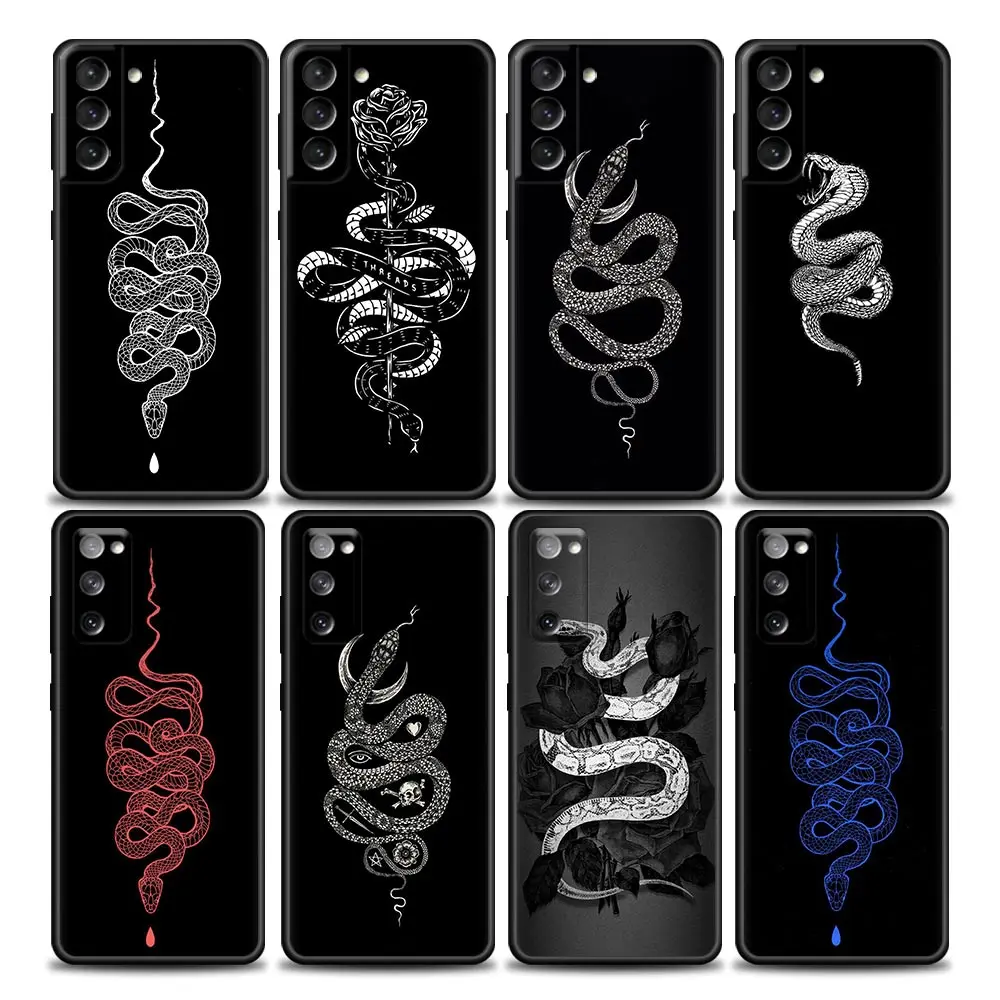 

Funda Phone Case for Samsung Galaxy S22 S8 S9 S10 Lite S10e S21 S20 FE Plus Ultra 4G 5G Case Coque Capa Black Mamba Snake Tattoo