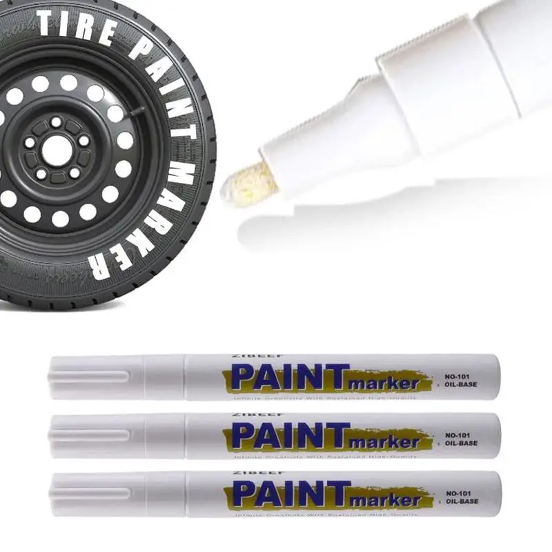 

3pcs White Paint Pen Paint Markers Waterproof Car Tyre And Oil-based Set Dry Paint Pen Quick Permanent J9w9