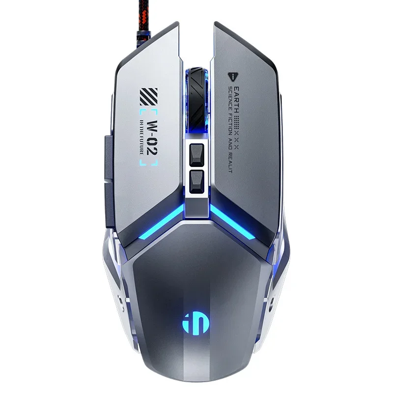 Игровая мышь Inphic W2, проводная USB-мышь со светящимся геймером, механический металлический стиль, подходит для настольных ноутбуков, компьютеров, офиса (art.: 3920cbc3cbef2) - 3920cbc3cbef2