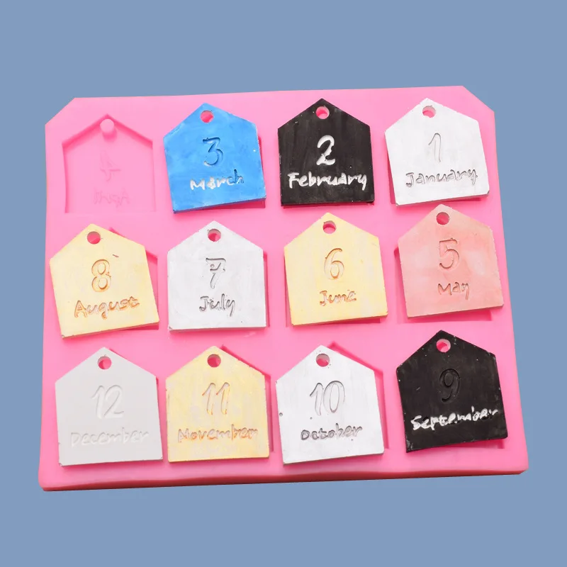 

12 months hang tag aromatherapy plaster mold silicone mold moon cake mold fondant mold chocolate mold DIY liquid silicone