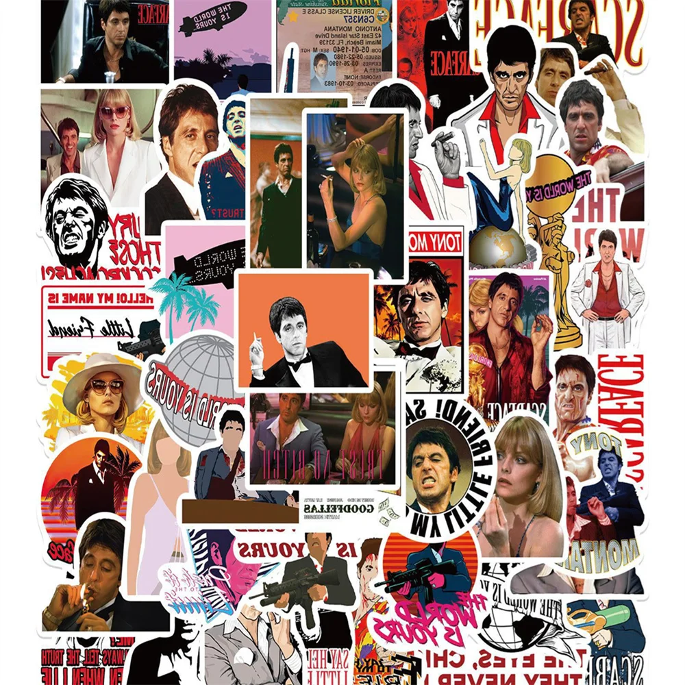 

10/30/50PCS New DIY Movie Scarface Stickers Cartoon Creative Anime Kids Desk Luggage Car Guitar Decoration Waterproof Wholesale