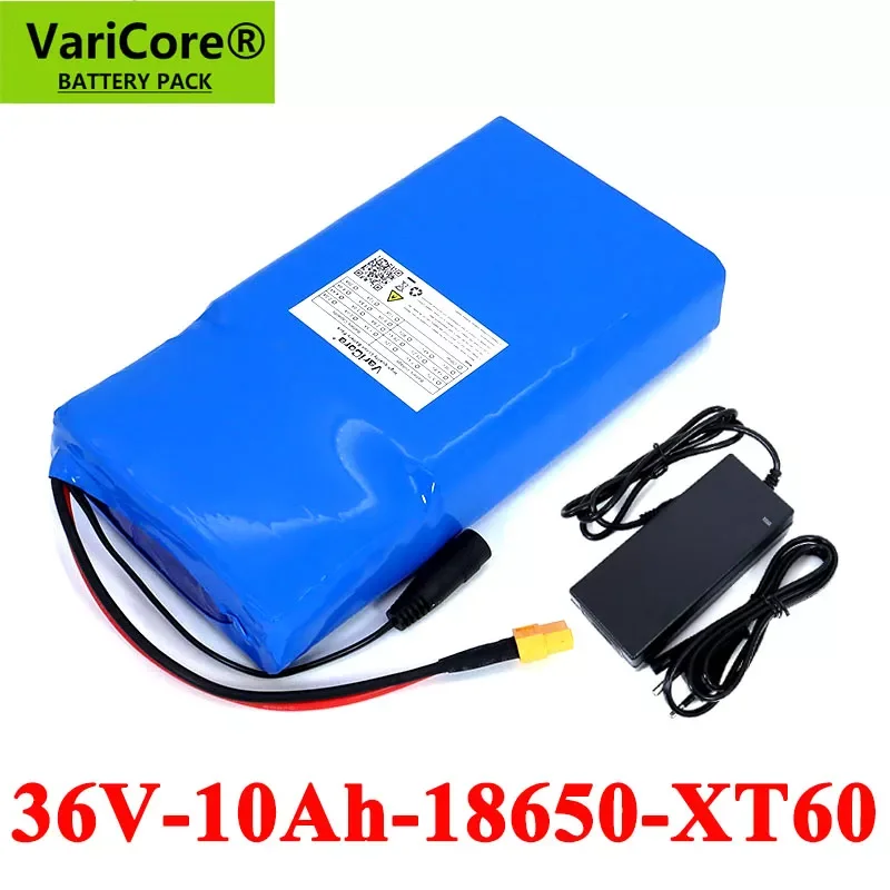 

NEW2023 VariCore 36V 10Ah E-bike Lithium Battery Pack 18650 10000mAh 20A BMS for Balancing scooter lawn mower with 42V 2A Charge
