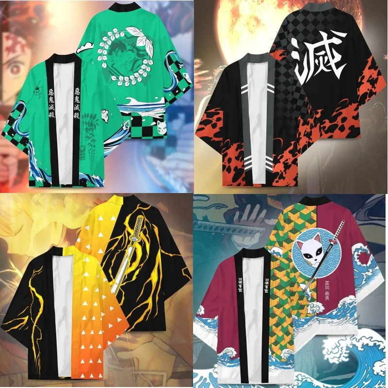 Новый Demon Slayer Kamado Tanjirou Agatsuma Zenitsu костюмы для косплея кимоно Haori Tomioka Giyuu плащ