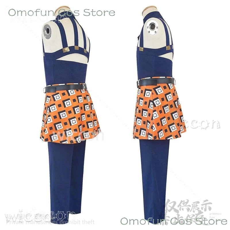 Аниме Joj Adventuree Косплей Костюм Ghirga Narancia Топ Брюки Фартук Полный комплект Костюмы