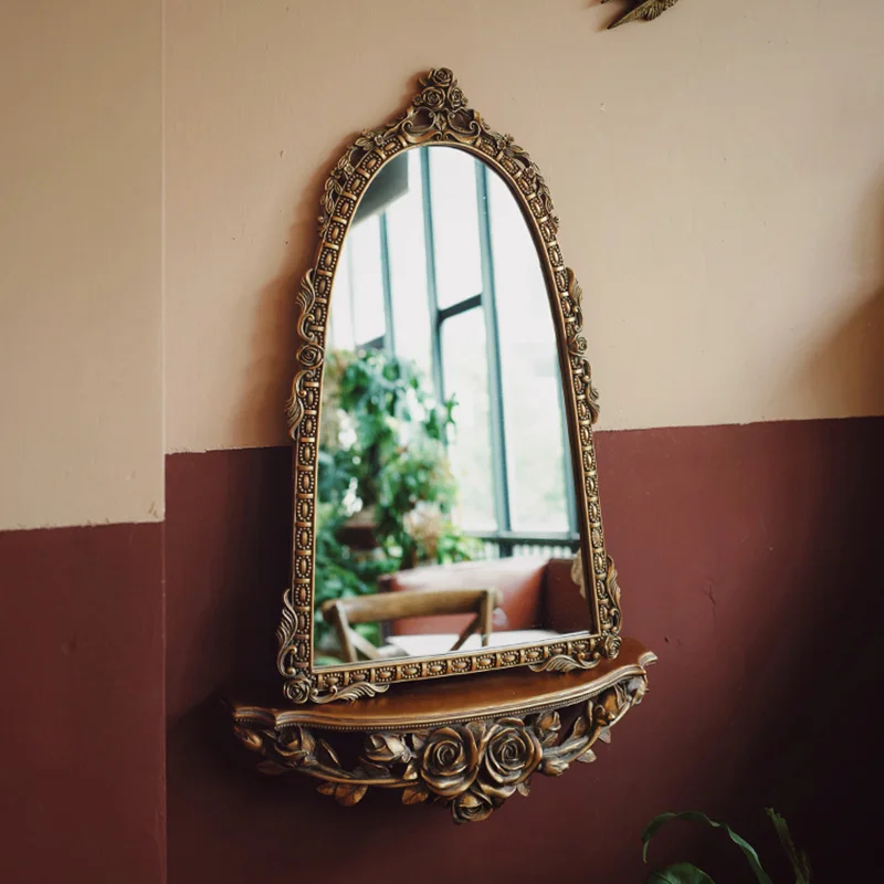 

Винтажное настенное зеркало с подсветкой, роскошные резные золотистые зеркала для ванной комнаты, зеркала для макияжа, настенное подвесное...