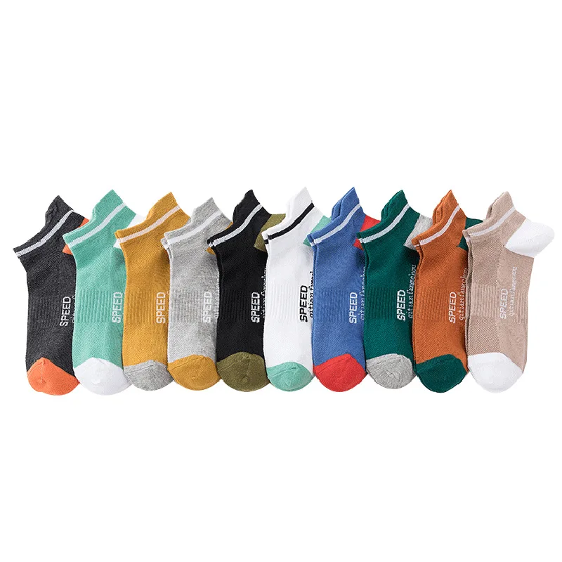 

5 pairs Summer thin men's socks deodorant color matching mesh sports men's invisible cotton socks
