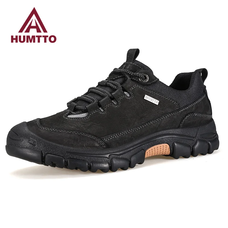 HUMTTO Leather Climbing Trekking Shoes for Men Waterproof Sports Hiking Shoes Mens Luxury Designer Outdoor Safety Sneakers Male