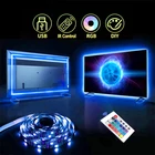 Цветная RGB световая лента 2835 DC5V подсветка для ТВПК Питание от USB светодиодные лампы для комнаты с дистанционным управлением светодиодная настенная спальня гибкий диод