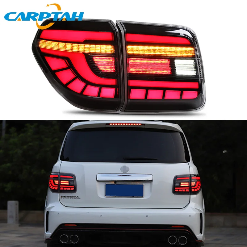 

Carptah Car Styling Tail Lights Taillight For Nissan Patrol 2008 - 2018 Rear Lamp DRL + Turn Signal + Reverse + Brake LED Lights