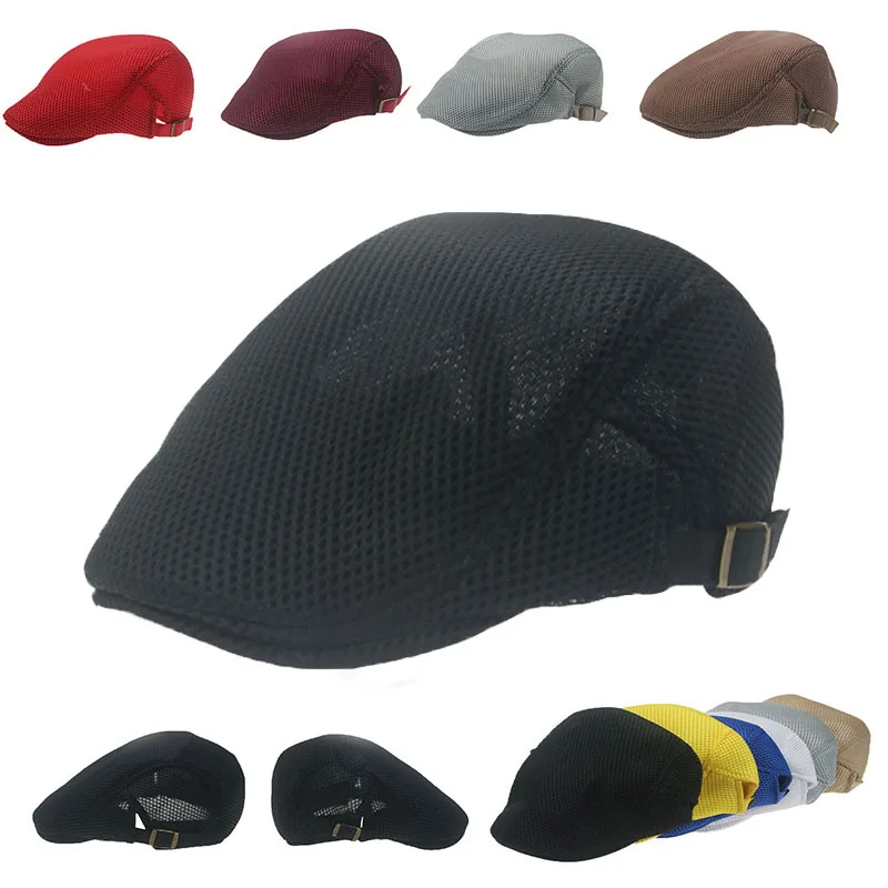

кепка мужская шапка женская Мужские береты шляпа мужская Кепка-берет для мужчин и женщин, регулируемая шляпа из дышащей сетки, с пряжкой, в с...