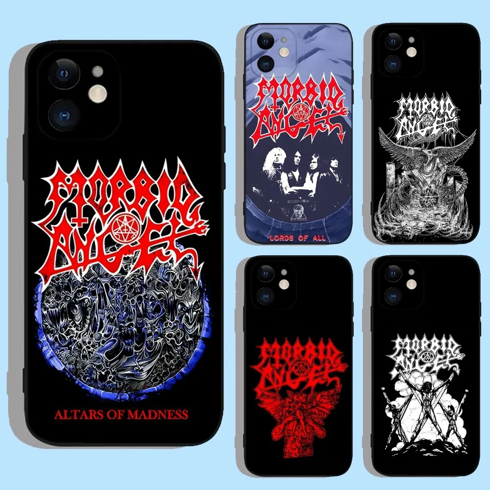 Cool Mental Rock Morbid-Angel Phone Case For iPhone 16 15 14 13 12 11 XS XR X 8 7 Pro Max Plus mini Silicone Black Cover
