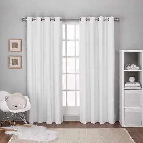 

Textured Linen Room Darkening Blackout Grommet Top Curtain Panel Pair, 54x96, Winter White Luxury window curtains Gray window cu