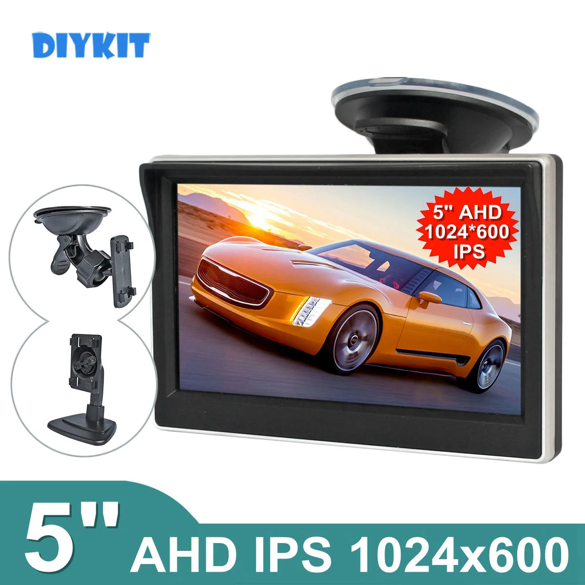 5-дюймовый IPS AHD автомобильный монитор заднего вида DIYKIT, парковочный резервный монитор с присоской и кронштейном для MPV SUV Horse Lorry