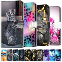 cute floral wolf tiger cat kids holster case for apple iphone 6 6s 7 8 13 12 mini 11 pro x xs max xr se 2020 wallet cover d08f