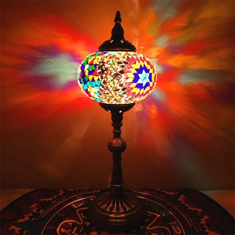 

Настольная лампа в этническом стиле, стеклянная лампа ручной работы