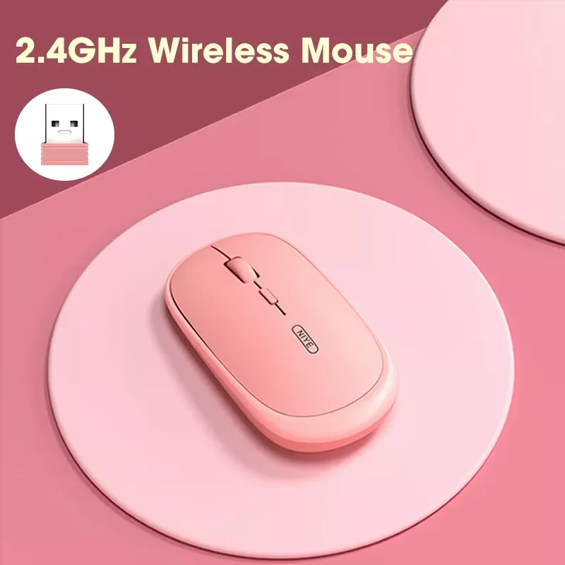 

Pink Wireless Mouse 2.4GHz USB Mouse Silent Mute Mice 1600 DPI Adjustable Ergonomic Mice For Laptop PC Computer Home Office