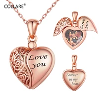 custom necklace sterling silver heart pendant personalized memory photo box for women chain 40 55cm i love you angel wing cp695