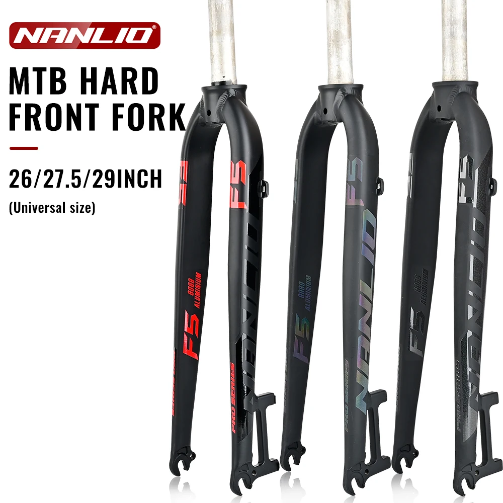 

NANLIO F5 Bicycle Fork 26/27.5/29 Inch Aluminum Alloy Mountain Road Bike Bicycle Hard Fork Disc Brake Bicycle Accessorie 880g