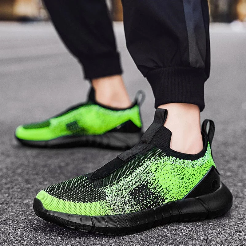 2023 New Men Running Shoes Breathable Knit Sneakers Men Sport Trainers Comfortable Walking Shoes Men Sneaker Slip On Men's Shoes