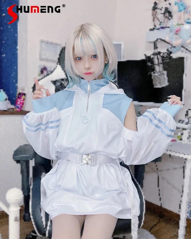 Японский свитшот для женщин с открытыми плечами и капюшоном