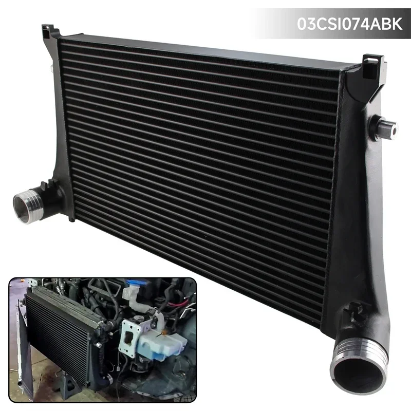 Фото Интеркулер 70 мм для тюнинга VW MK7 GTI Golf R VAG Arteon 1.8T 2.0T 8V A3 S3 EA888 Skoda Superb 3V, черный/серебристый №4