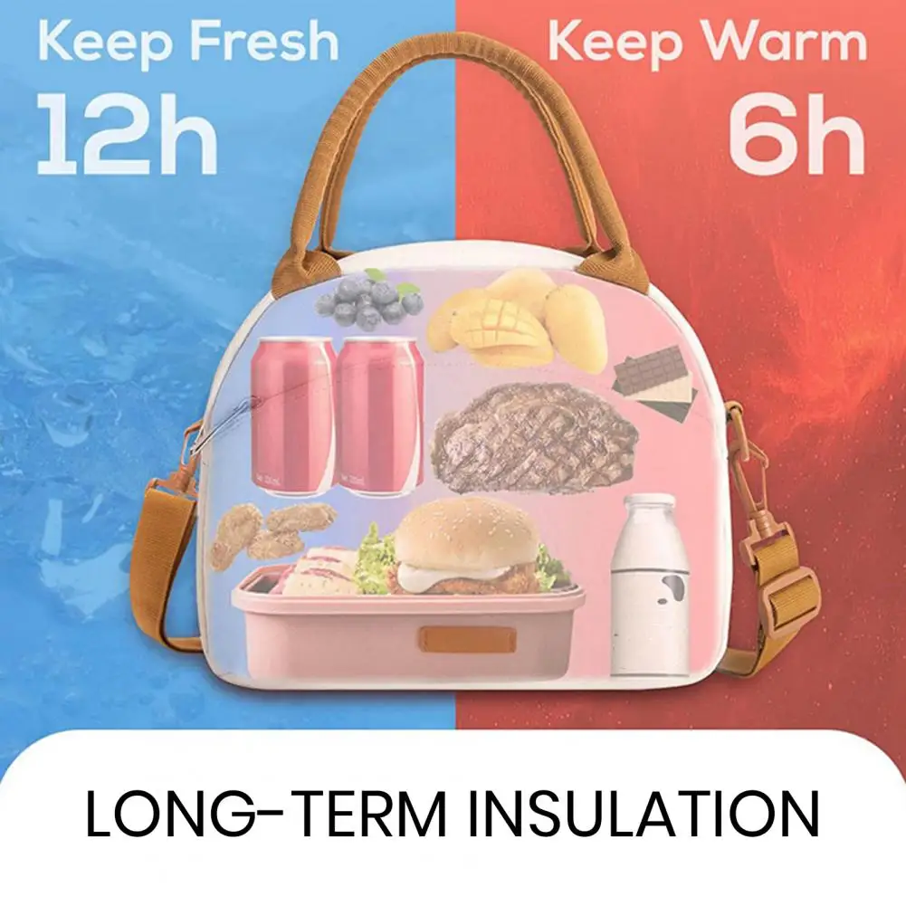 Insulated Lunch Bag With Large Capacity Diagonal Wear Lunch Bag Durable Oxford Cloth Smooth Zippers Bento Bag Home Supplies