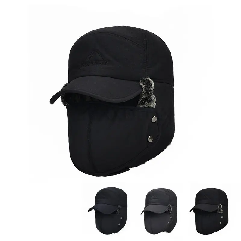 

Winter Men Bomber Hat Warm Thicken Faux Fur Earflap Russian Caps Male Leifeng Windproof Snow Ski Hat Black Brown New Fashion