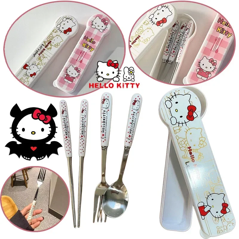 Sanrio Hello Kitty набор столовых приборов из нержавеющей стали ложка вилка палочки для
