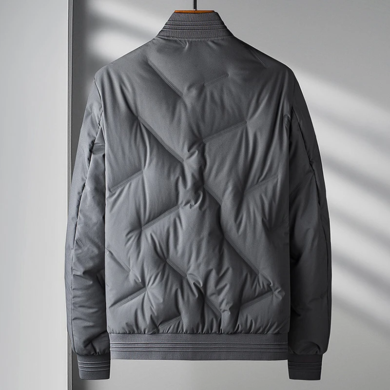 Winter Down Jacket Men Puffer Jackets Fashion Casual Baseball Padded Jacket Coat Male Light Outerwear Outdoor Solid Color