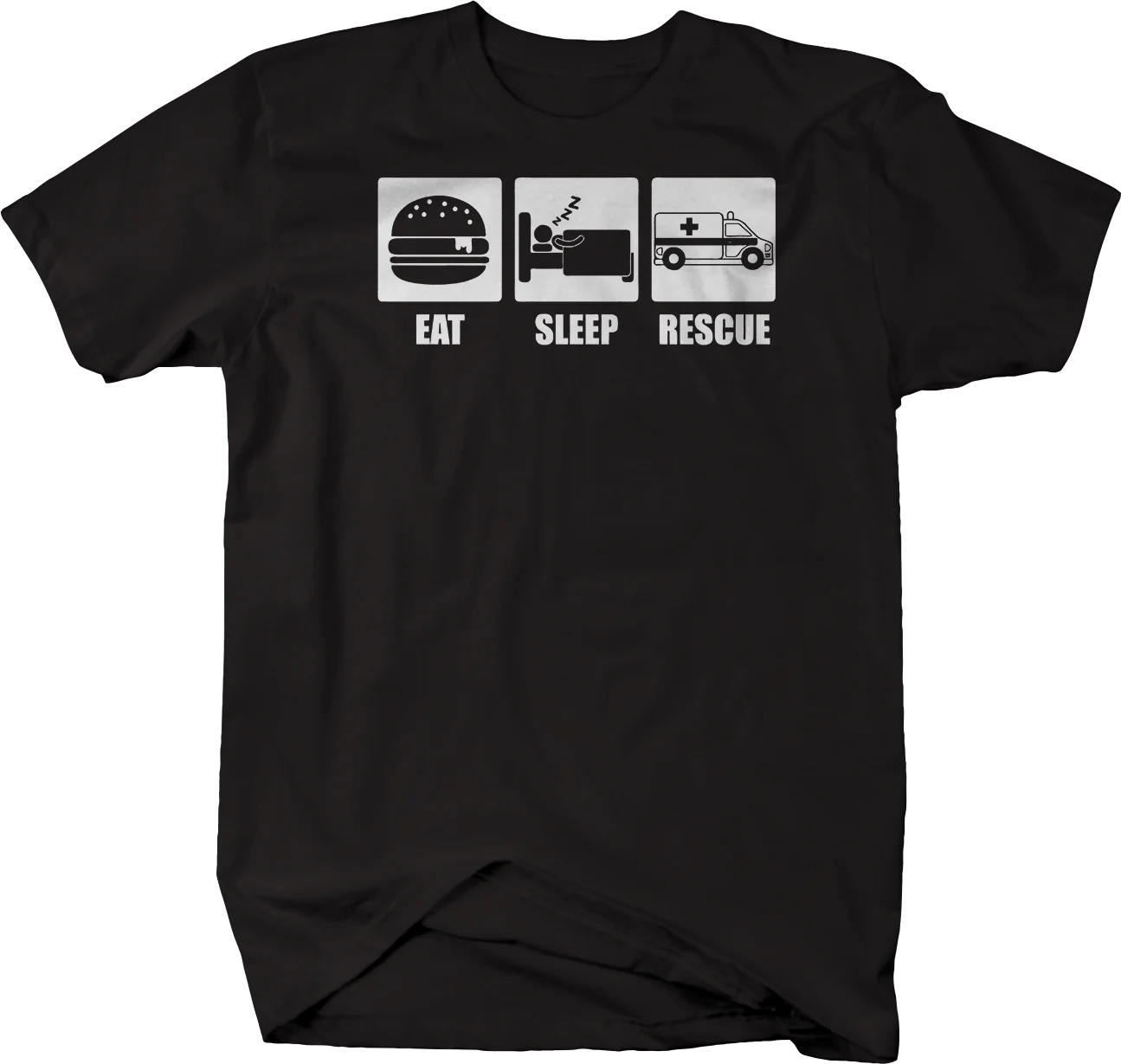 

Eat Sleep Rescue Ambulence First Responder Paramedics T-Shirt New 100% Cotton O-Neck Short Sleeve Casual Mens T-shirt Size S-3XL