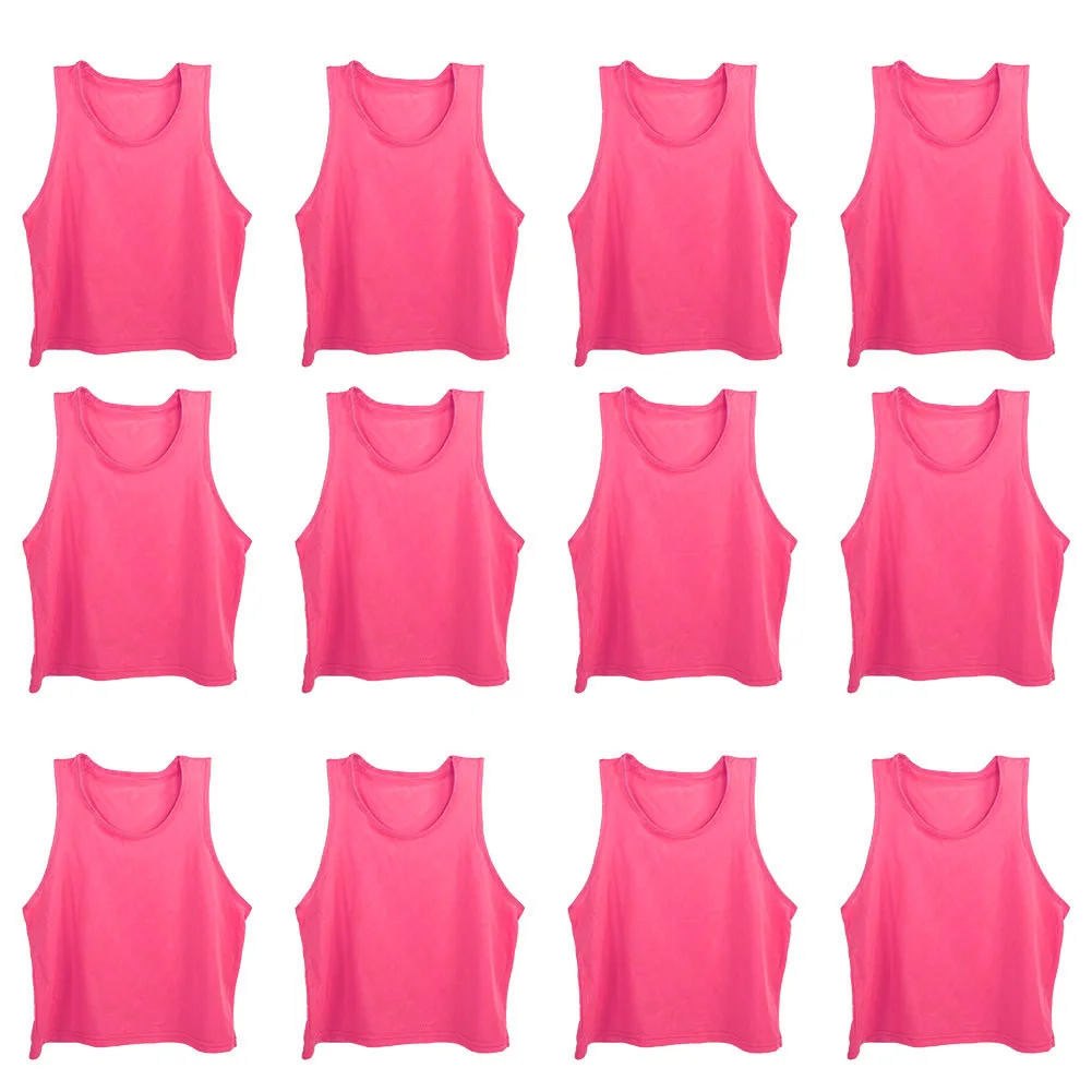 

12Pcs Large Mesh Breathable Children Football Training Exercise Vest Rose Red Free Size