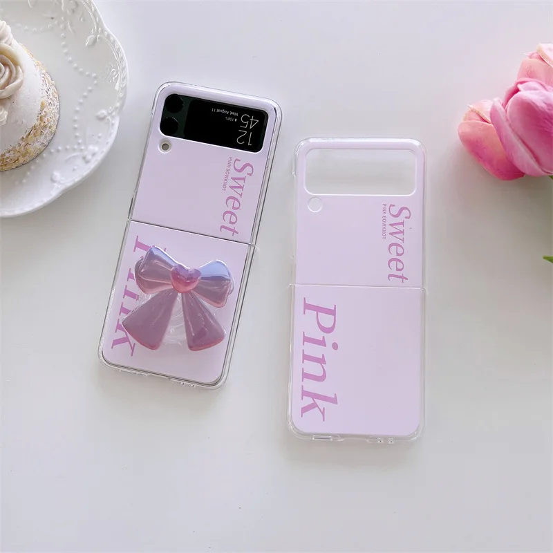 

Sweet Pink Phone Stand Case for Samsung Galaxy Z Flip 3 5G Hard PC Back Cover for ZFlip3 Cases Protective Shell