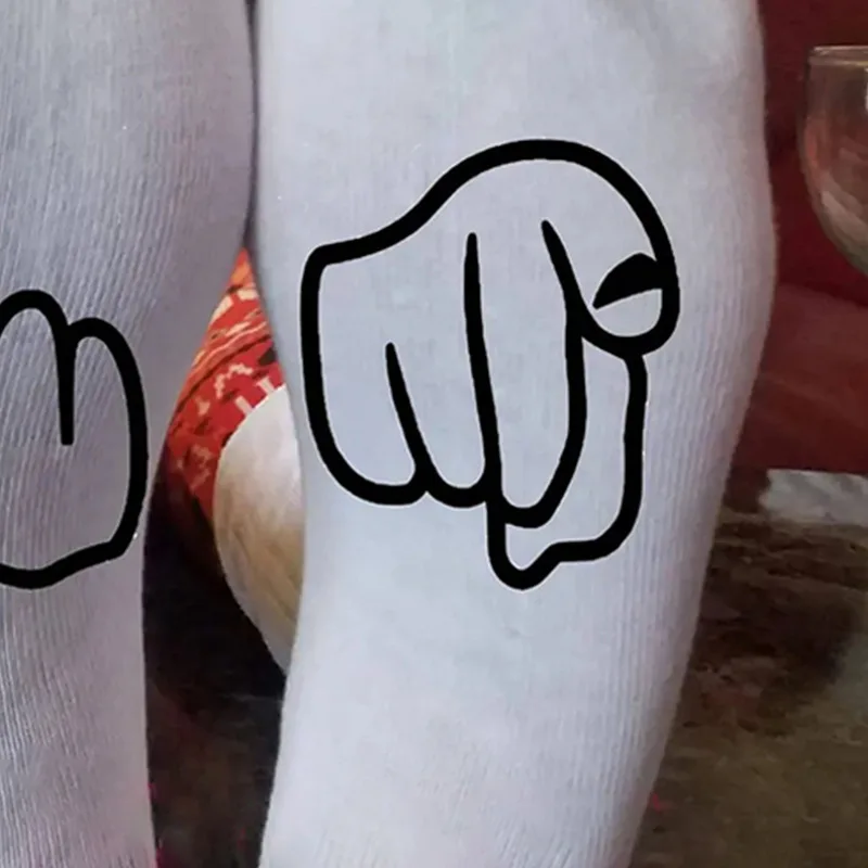 Pure Cotton Casual Socks Personalized Printed Black and White Tube Socks Ins Men's and Women's Fashion Long Socks