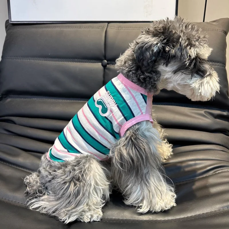 

Stripe Vest Pet Clothing Dogs Fashion Thin Dog Clothes Costume Small French Bulldog Print Cute Summer Green Girl Boy Mascotas