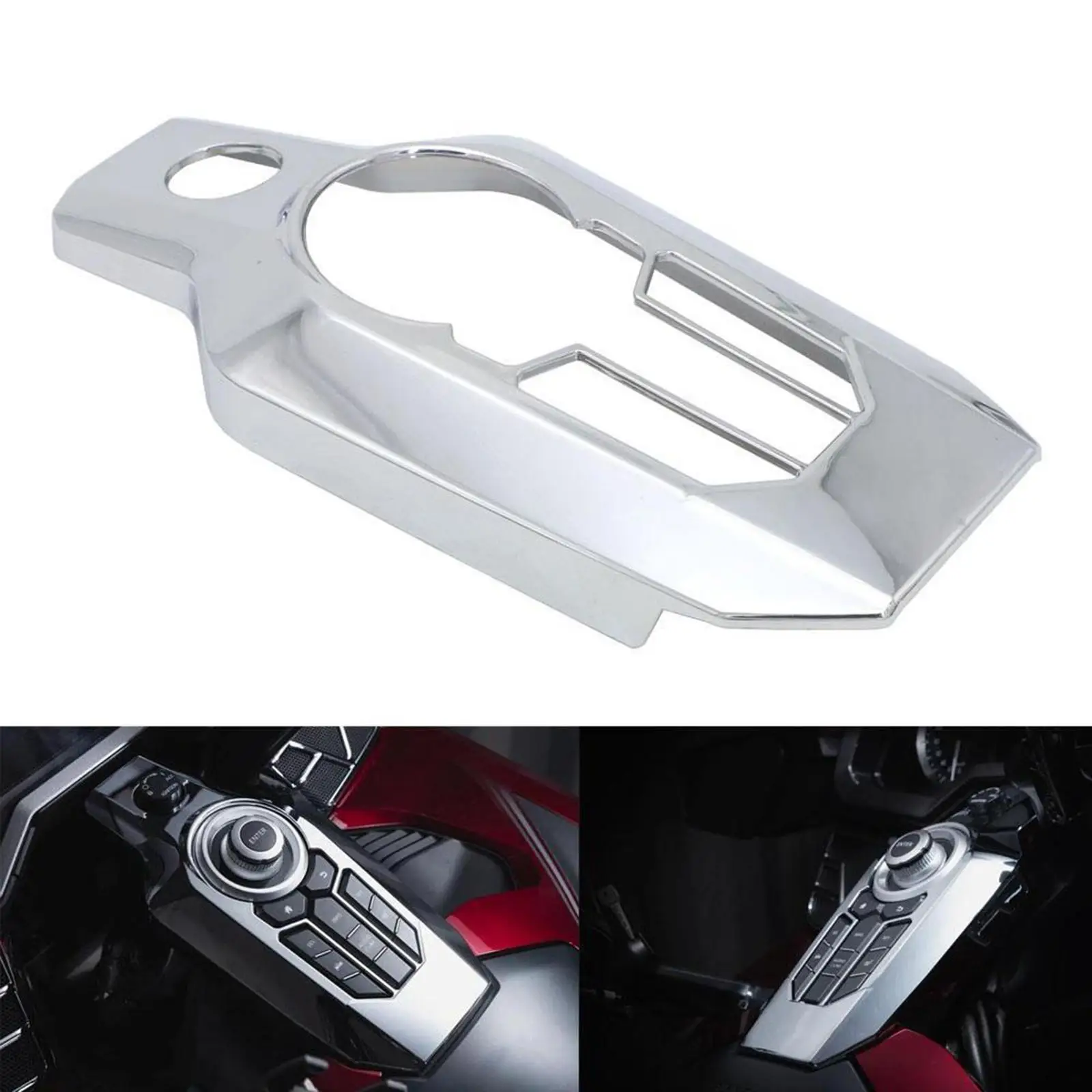 

Chrome Motorcycle Central Console Button Cover Easy to Repalce for
