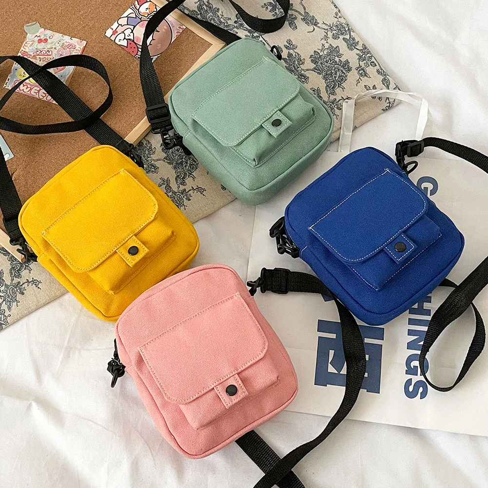 

Women Canvas Crossbody Messenger Bag Casual Coin Purse Small Square Phone Bag Luxury Trending Female Travel Bag Waist Pouch Pack