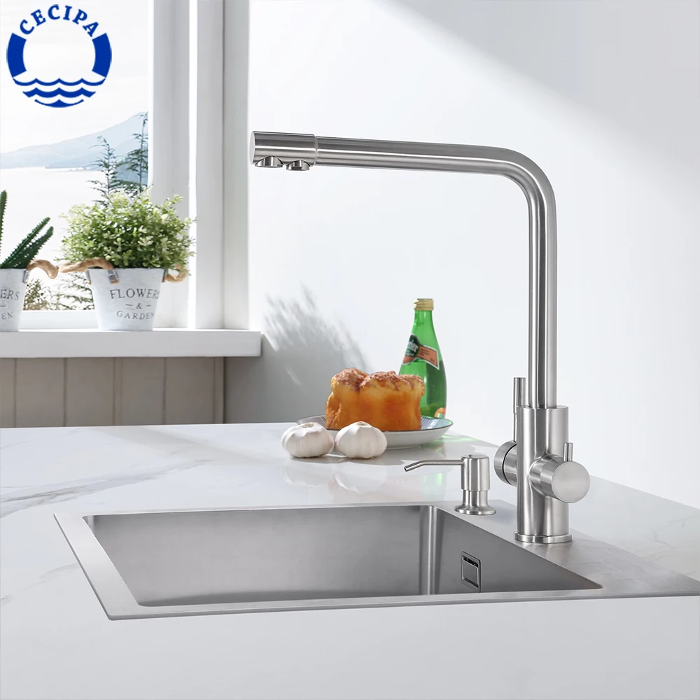 

Фильтр для воды CECIPA, смесители для кухни 3 в 1, смешанный кран, вращение на 360 °, аксессуары для кухонной раковины высокого давления
