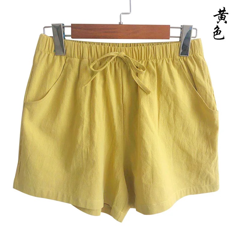

High-waisted cotton and linen shorts for women gray22