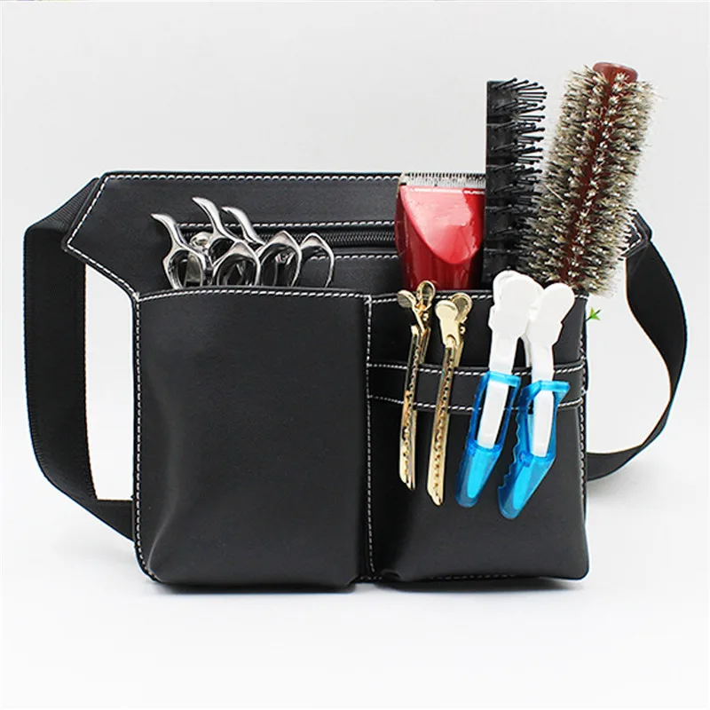 PU Leather Scissor Bag Clips Comb Holster Pouch Hair Brush Case With Waist Shoulder Belt Hairdressing Barber Tool Organizer