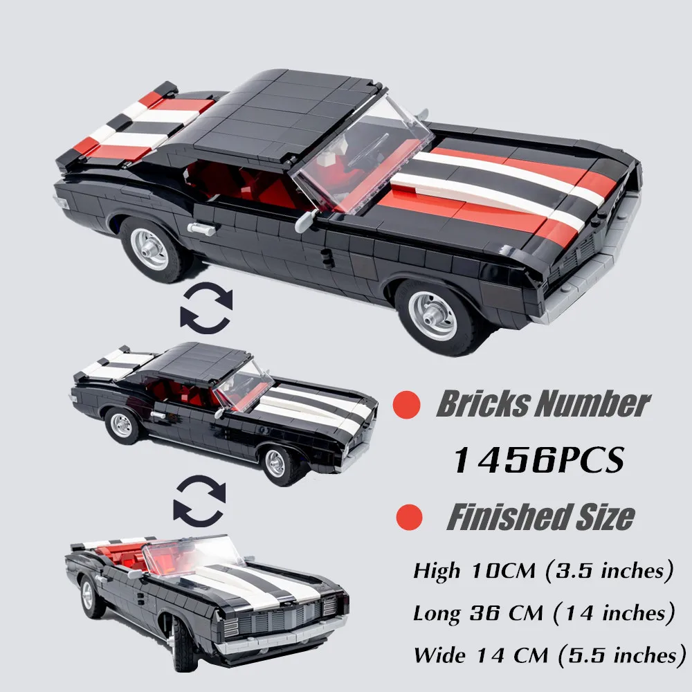 

Compatible 10304 1456PCS Classic Muscle Car Chevroleted Camaroes Z28 Model Buiding Block Vehicle Bricks Kit Toys