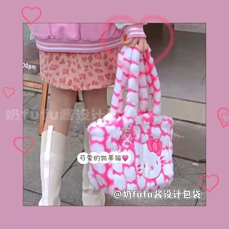 

Милый Sanrio Kawaii, плюшевая сумка Hello Kitty, сумка на одно плечо, пакет Love, сумка Jk, Симпатичная девочка, рождественский подарок для девушки