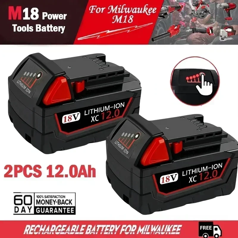 100% оригинальный аккумулятор 18 В 12 Ач совместимый с Milwaukee M18 XC 48-11-1815 48-11-1850 48-11-1840