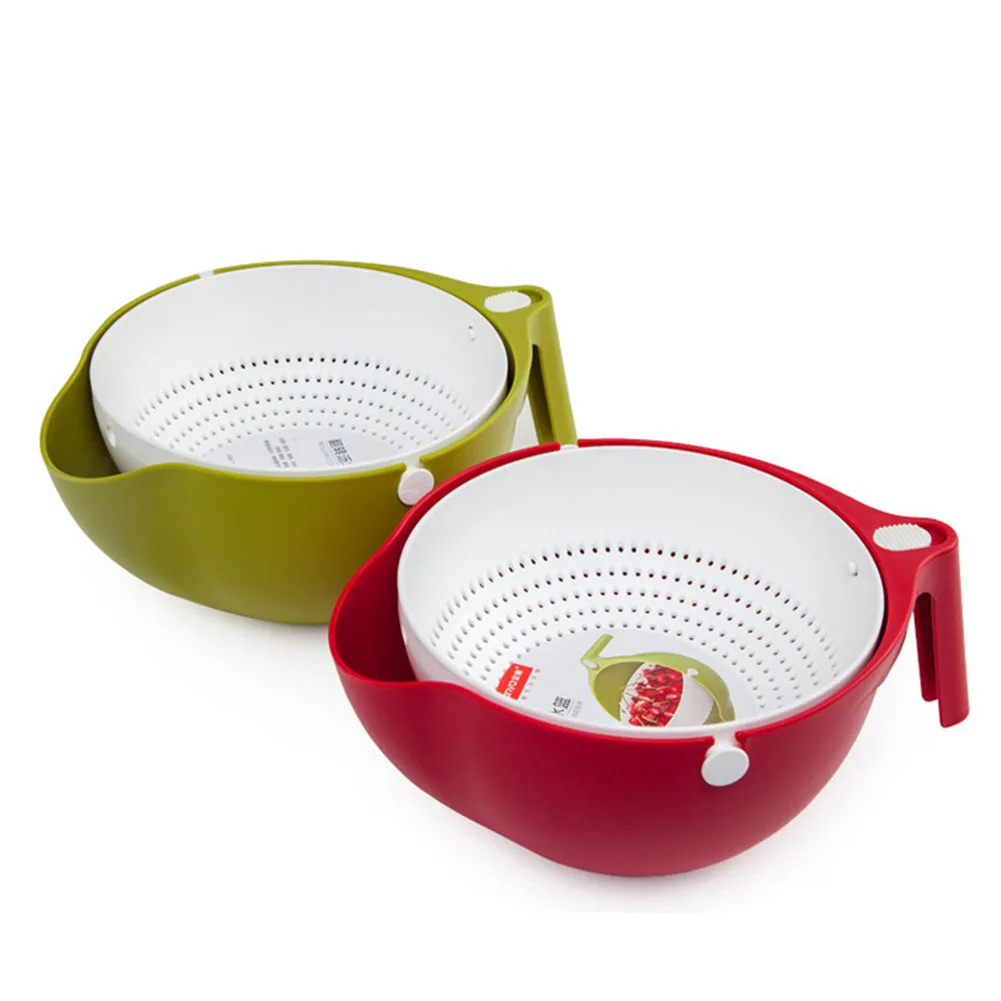 360 Degree Flip Home Multipurpose Kitchen Portable Colander Balanced Double Layer Washing Strainer Tool Detachable Drain Basket |