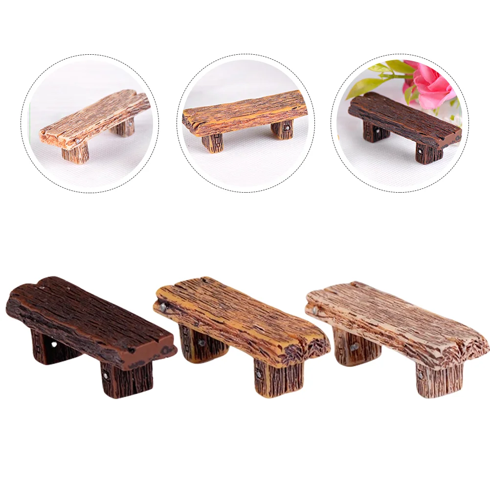 

3Pcs Photo Prop Realistic Miniature Fake Bench Miniature Bench Bench Decor Bench Model for Decor Garden Model Home