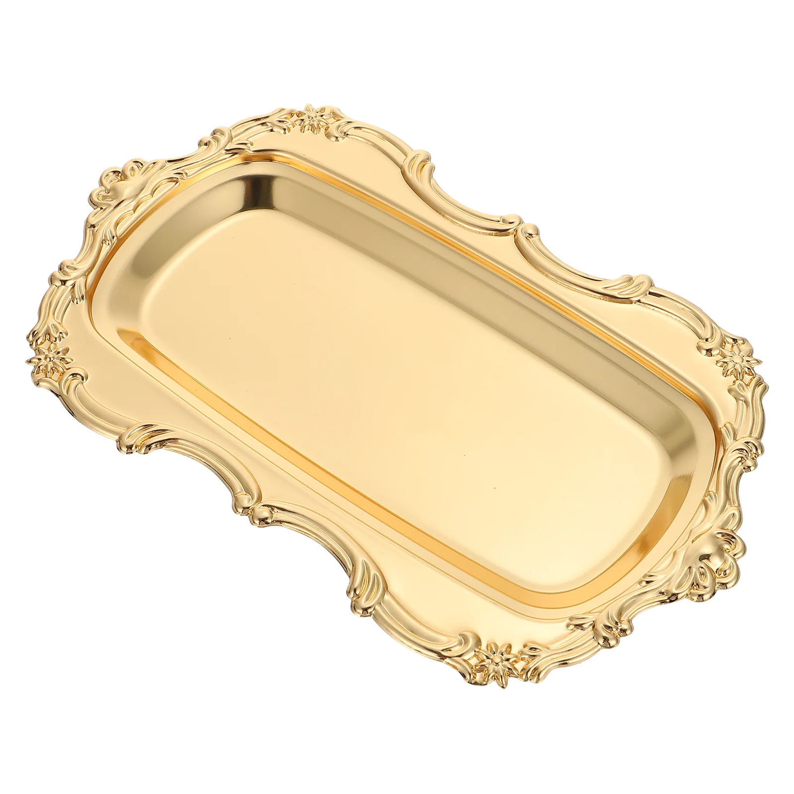 

European Lace Plate Stainless Steel Dishes Metal Serving Plates Paper Cup Fruit Dish Tray Iron Dessert Display Tray