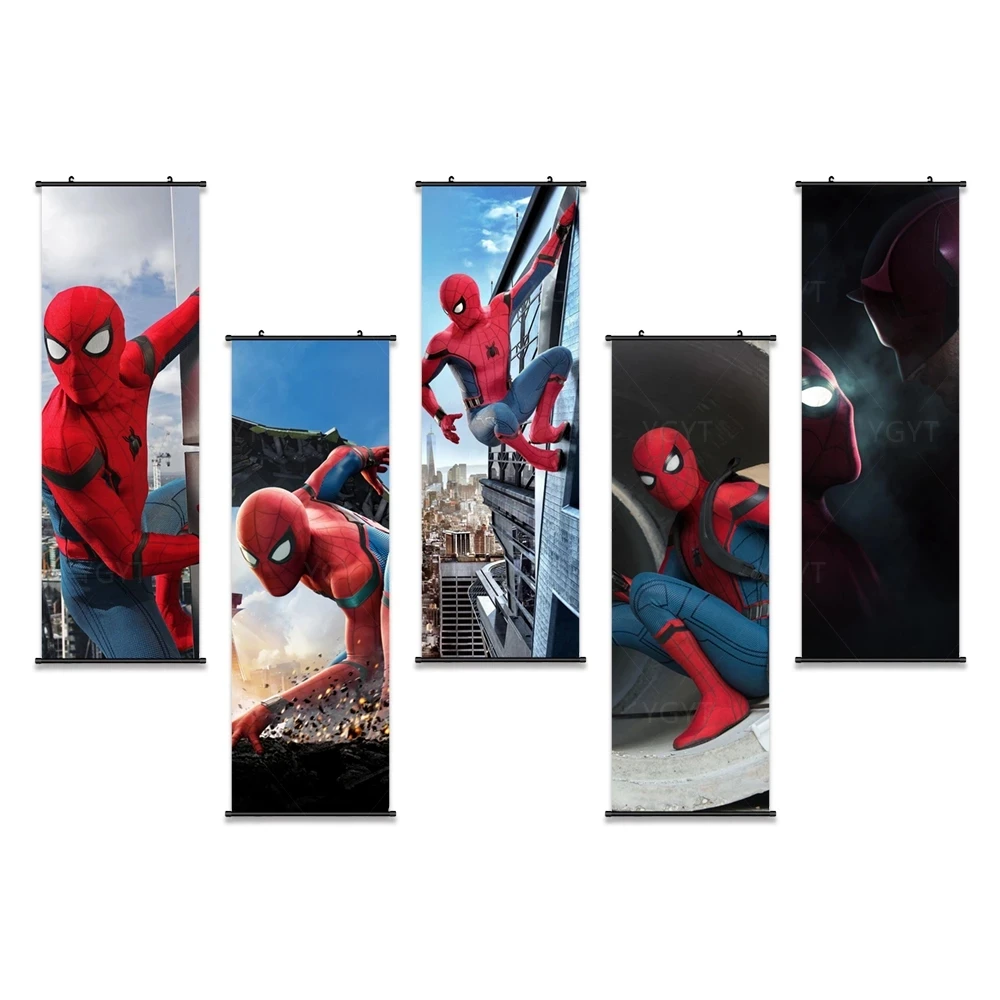 

Canvas Printed Spider Man Painting Wall Art Movie Picture Avengers Poster Marvel Home Decor Plastic Hanging Scrolls Living Room
