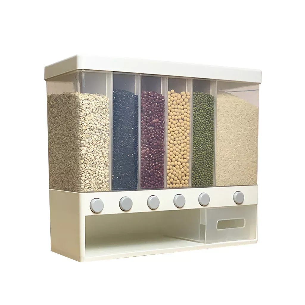

Home Sealed Rice Storage Box Wall Mounted Cereal Grain Container Dry Food Dispenser Grain Storage Jar Kitchen Storage Organizer